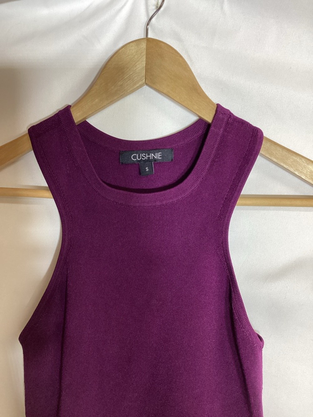 CUSHNIE Plum Racer Back Ribbed Tank Size Small - Picture 2 of 6